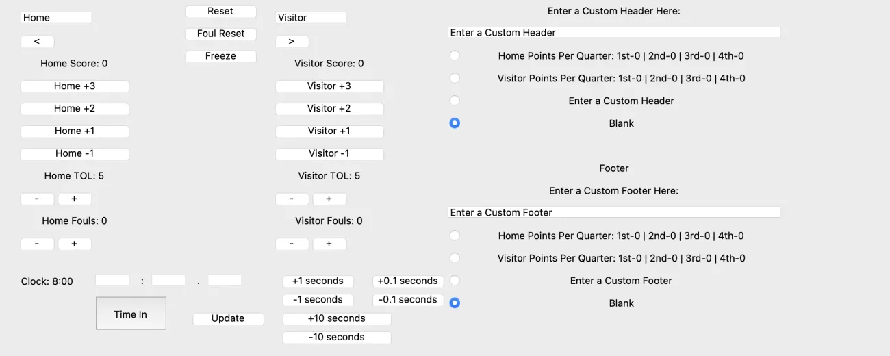 screenshot of python basketball controller