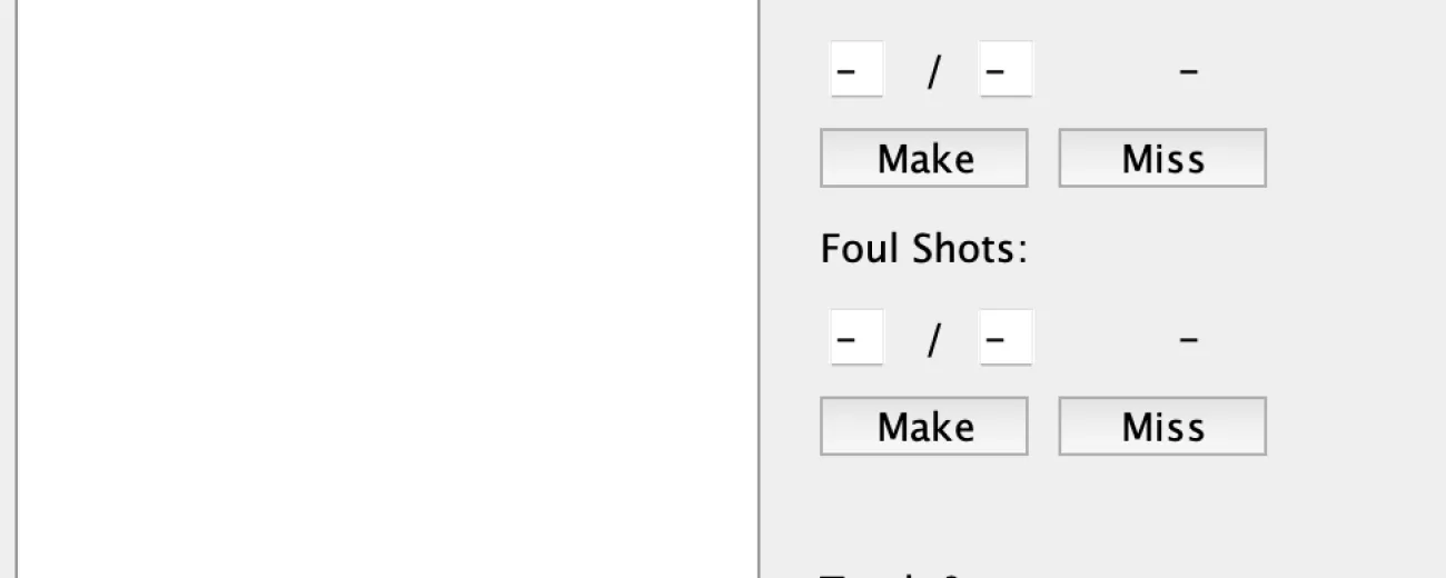 screenshot of basketball stat controller