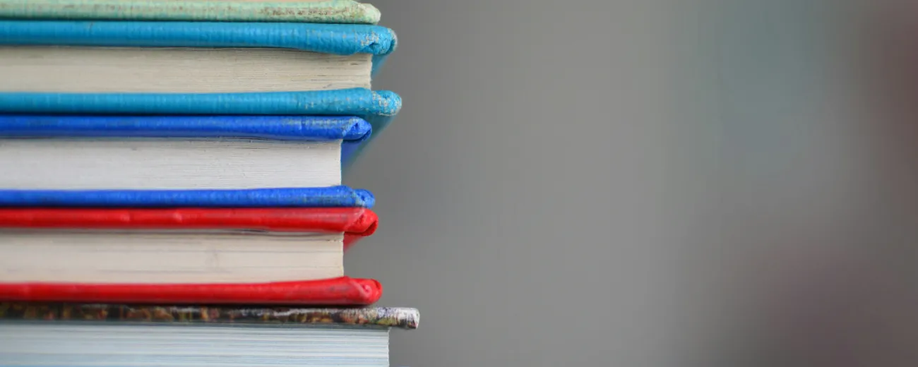 stack of books on table